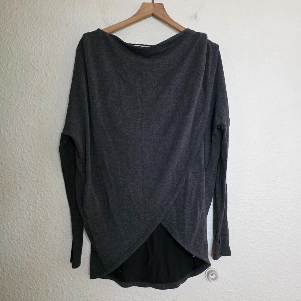 Athleta Purana Wrap Sweatshirt in Charcoal Heather Grey Women's Size Medium
